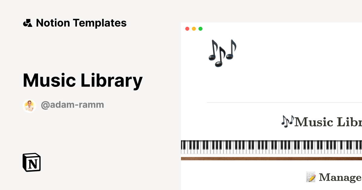 Music Library by Adam Ramm Notion Template