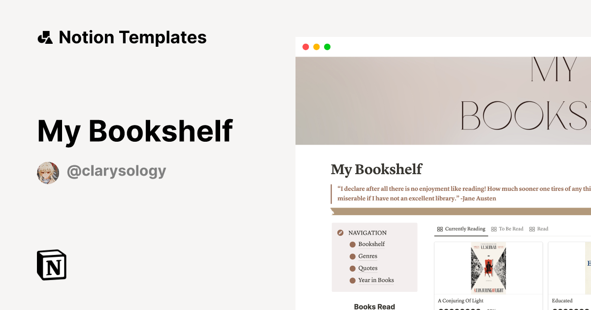 My Bookshelf Notion Template