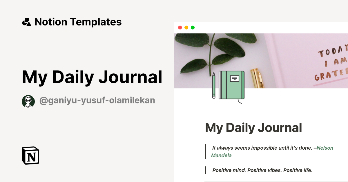 My Daily Journal Notion Template