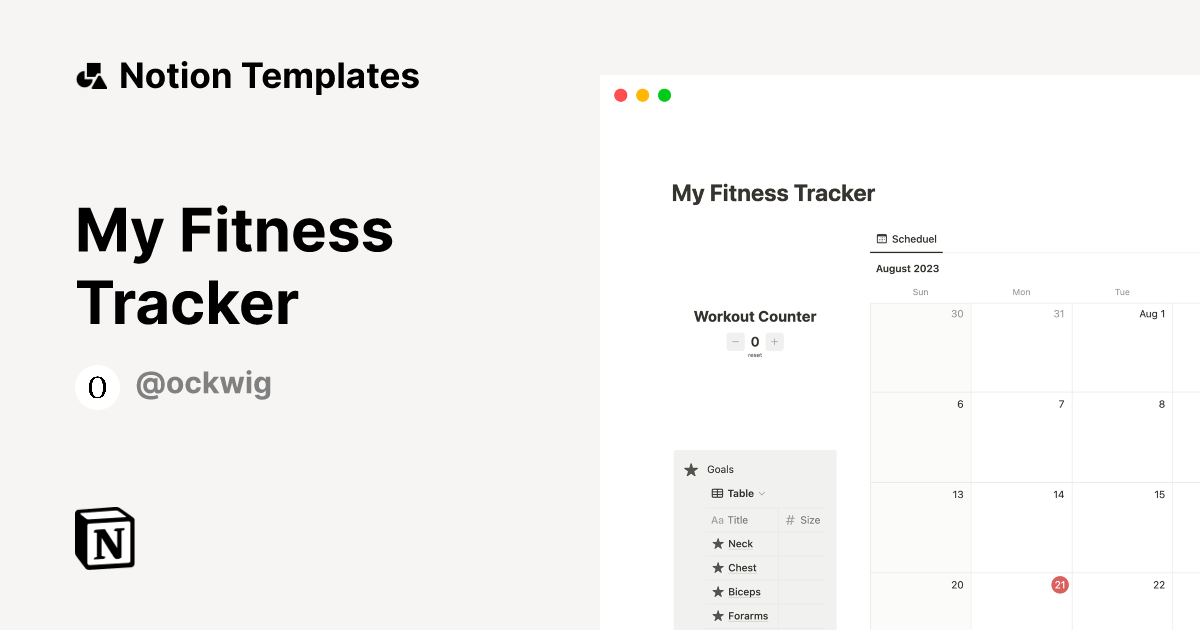My Fitness Tracker Notion Template