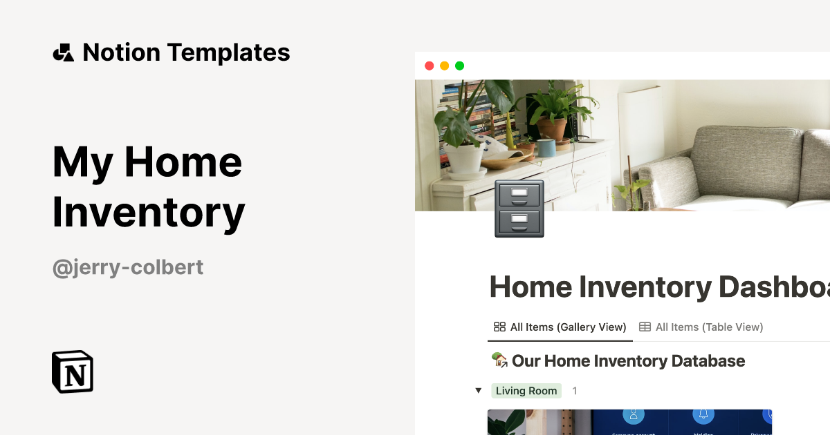 My Home Inventory by Jerry Colbert Notion Template