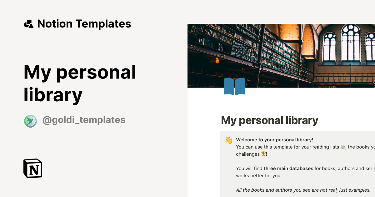 My personal library by Goldi Esteban Gallardo Notion Template