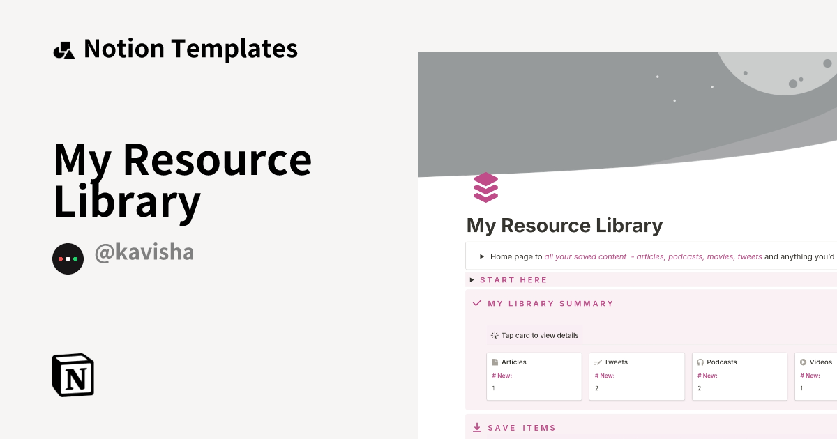 My Resource Library Template by Kavisha | Notion Marketplace