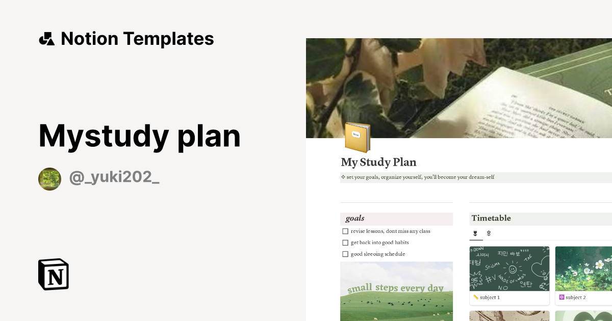 Mystudy plan Notion Template