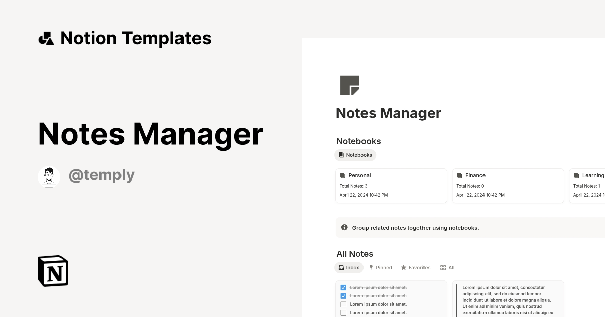Notes Manager Notion Template
