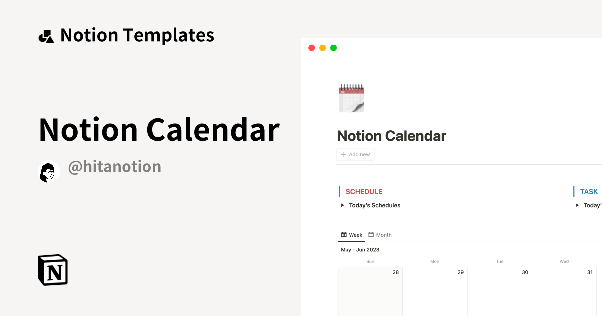 Notion Calendar Notion Template