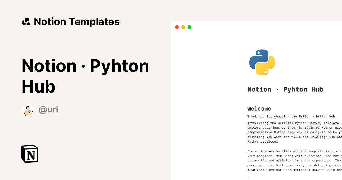 Notion · Pyhton Hub Template | Notion Marketplace