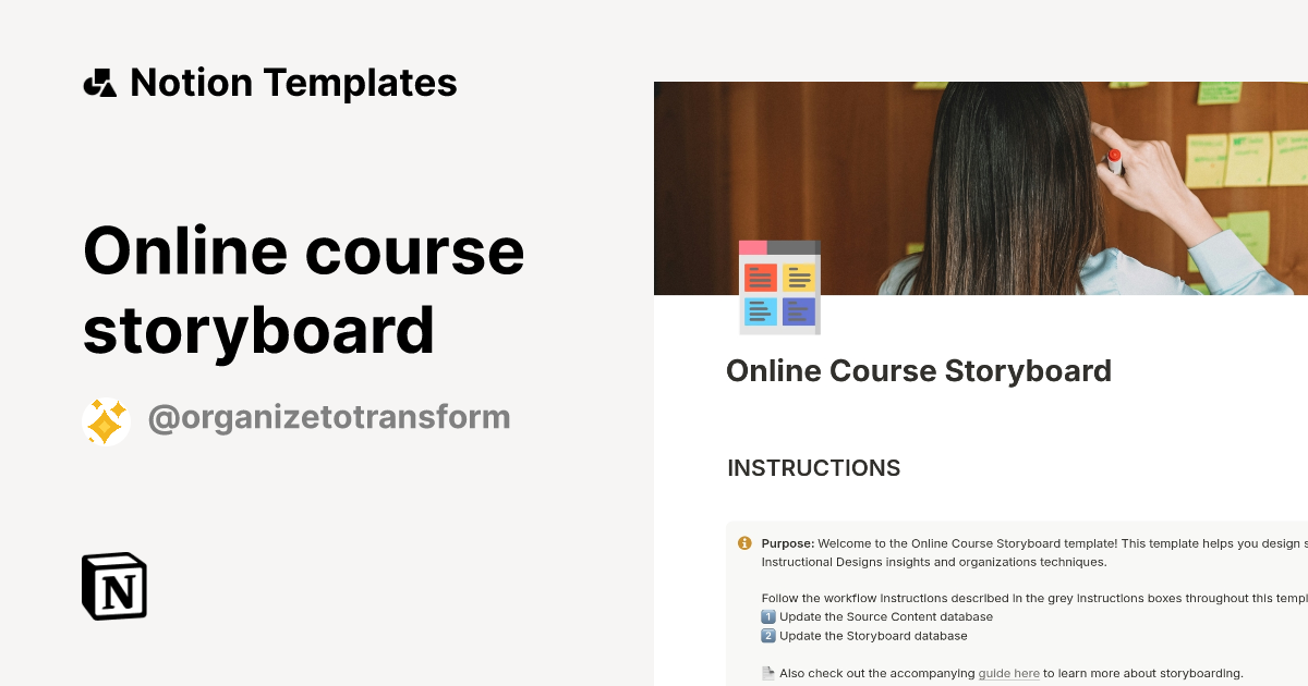 Online course storyboard Template | Notion Marketplace