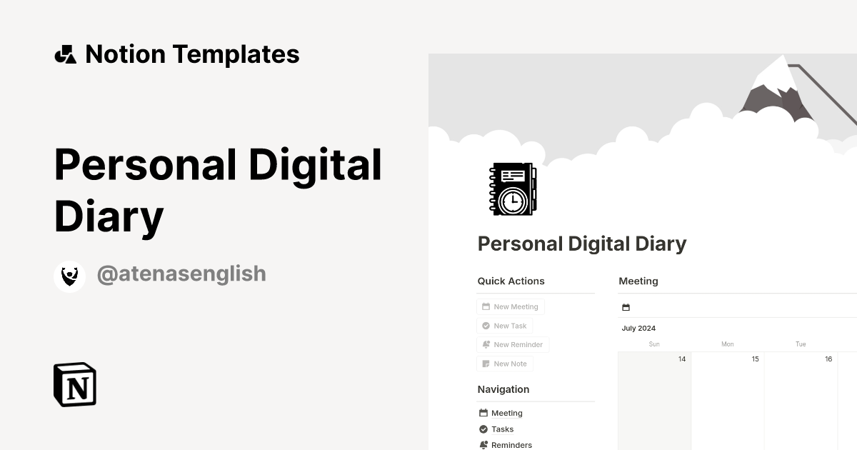 Personal Digital Diary Notion Template
