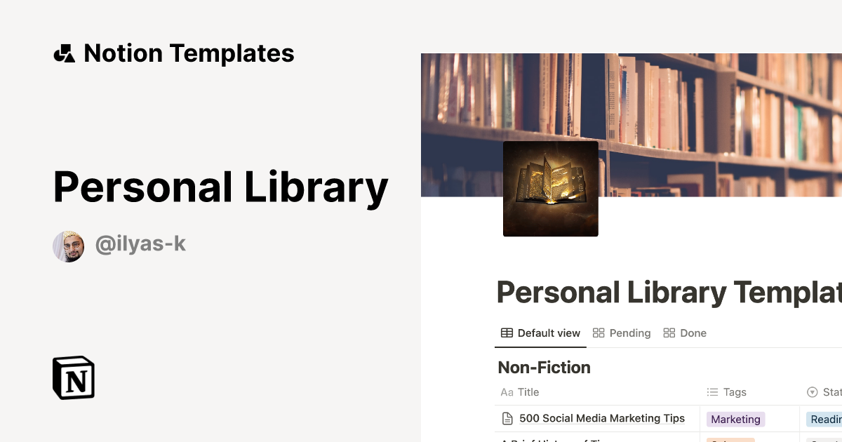 Personal Library Notion Template