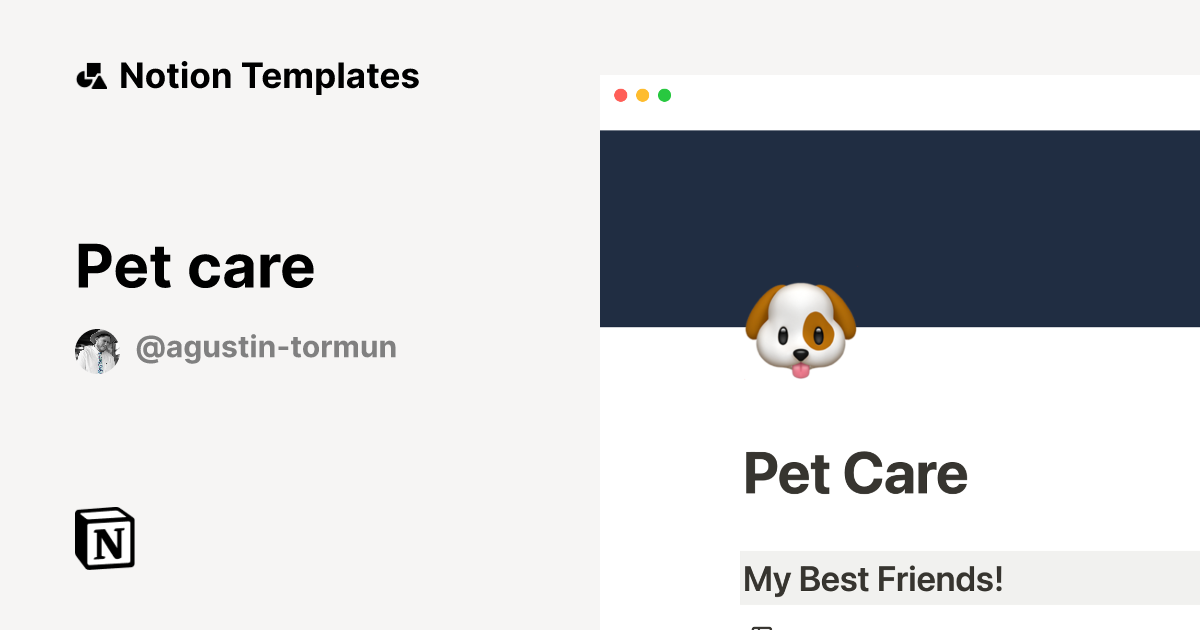 Pet care Notion Template