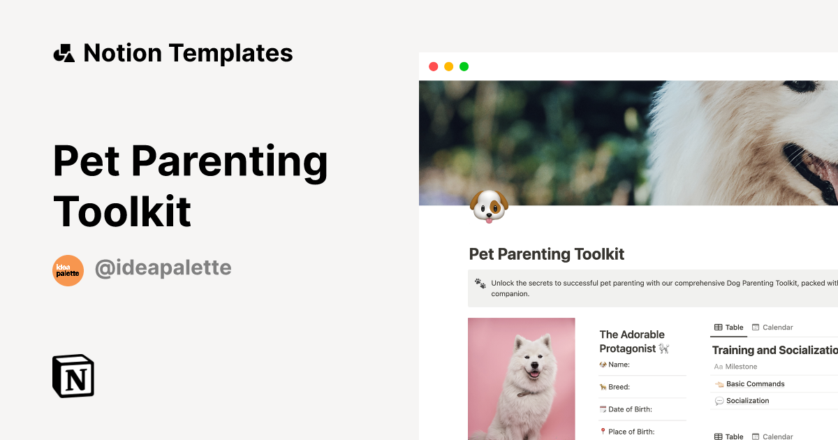 Pet Parenting Toolkit Notion Template