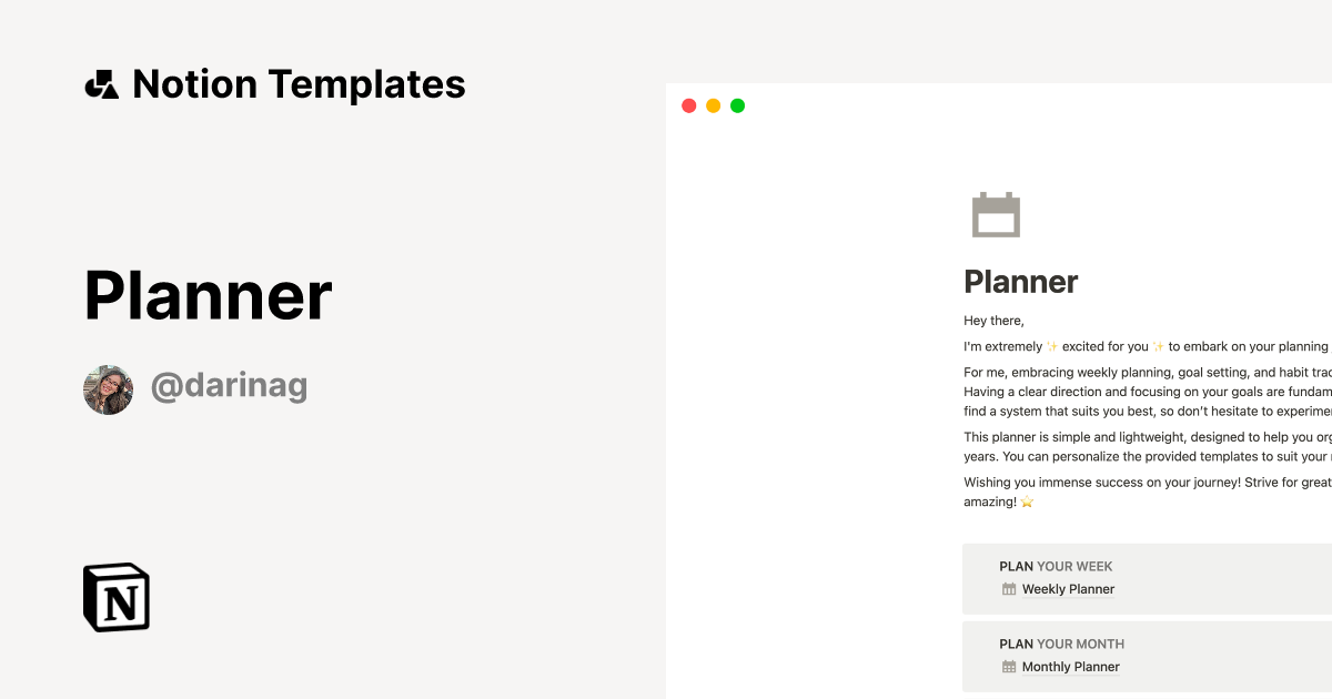 Planner Notion Template
