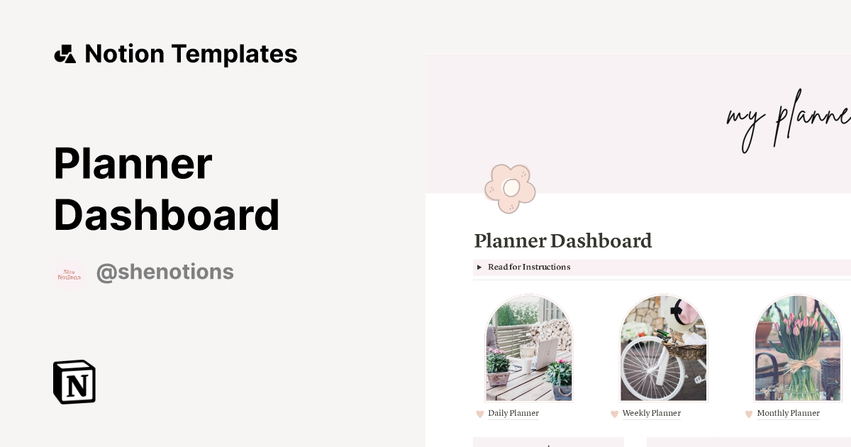 Planner Dashboard Notion Template