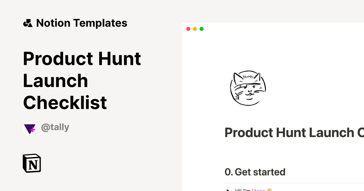 Product Hunt Launch Checklist Notion Template