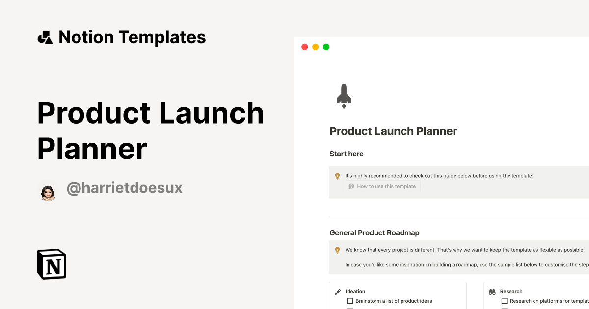 Product Launch Planner Template By Harriet Notion Marketplace