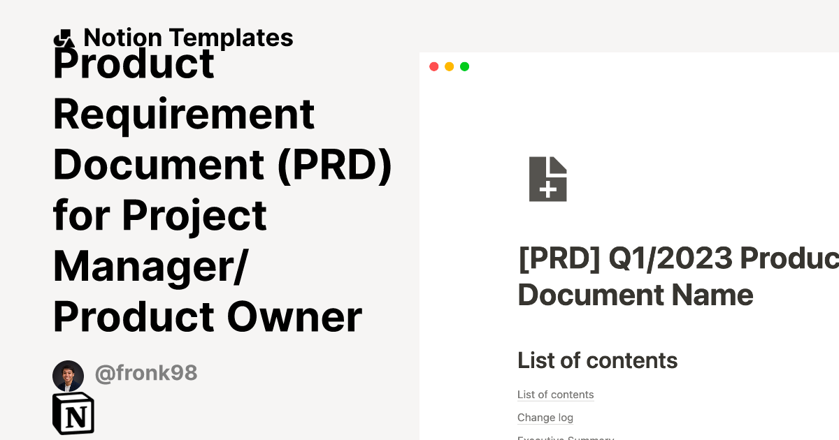 Product Requirement Document PRD For Project Manager Product Owner