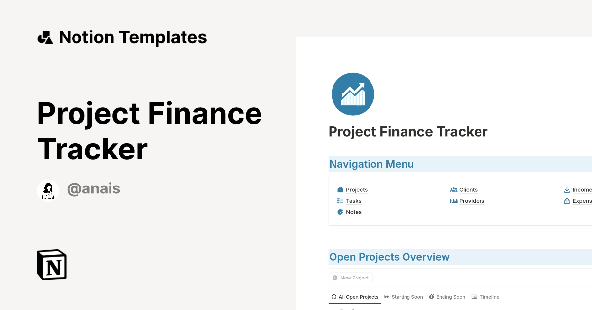 Project Finance Tracker Notion Template