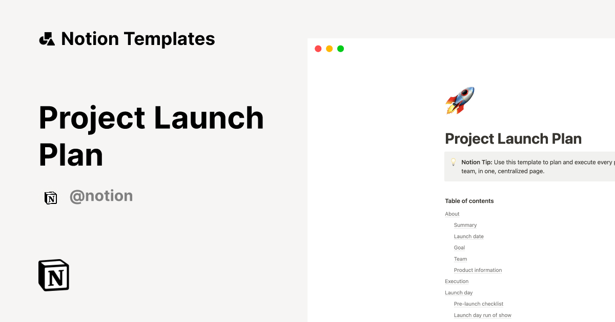 Project Launch Plan by Notion Notion Template