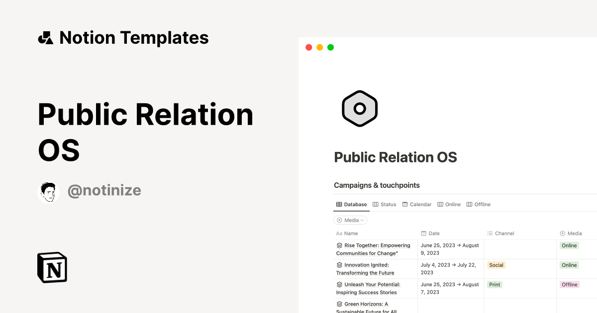 Public Relation OS | Notion Template