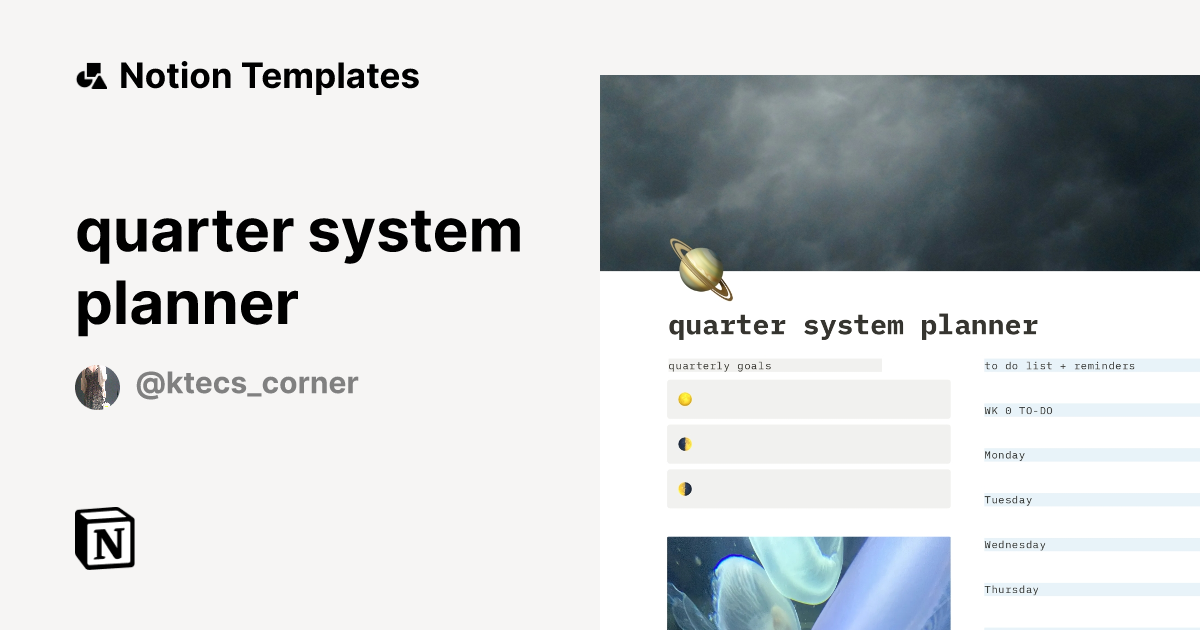 quarter system planner Template by kt