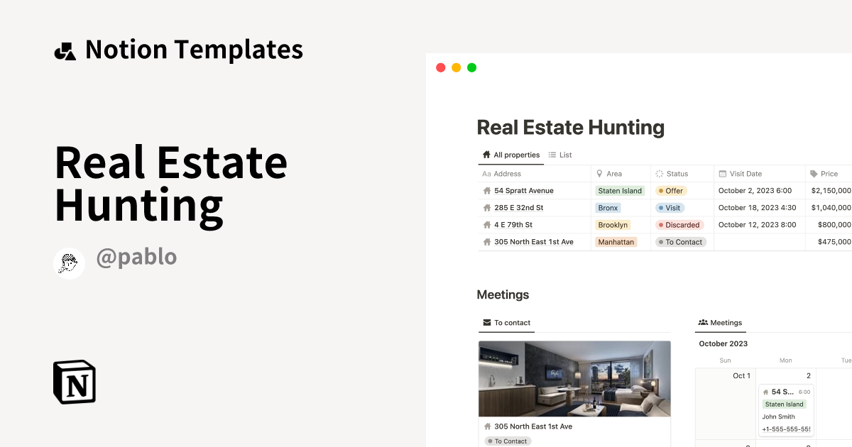 Real Estate Hunting Notion Template