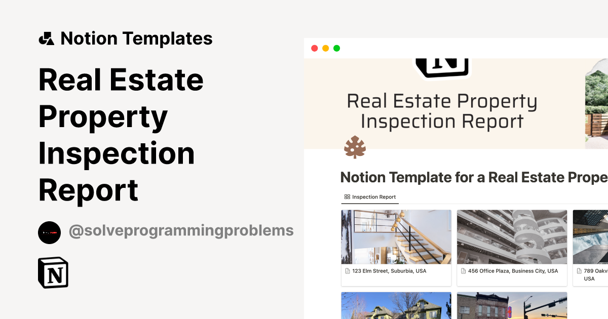 Real Estate Property Inspection Report Notion Template