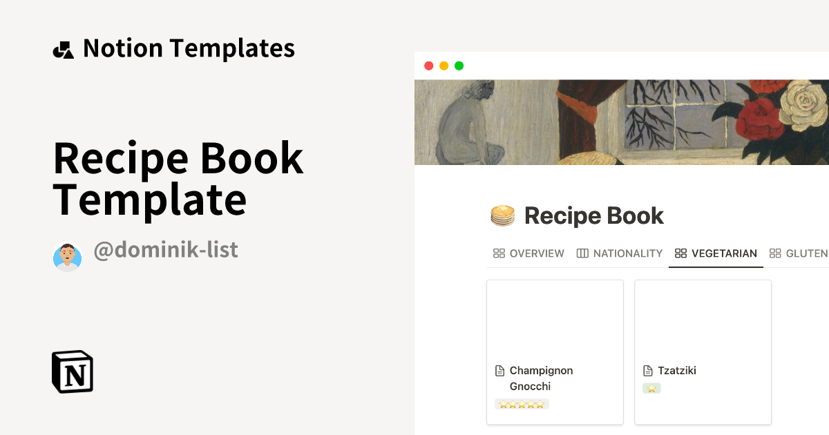 Recipe Book Template by Dominik List Notion Template