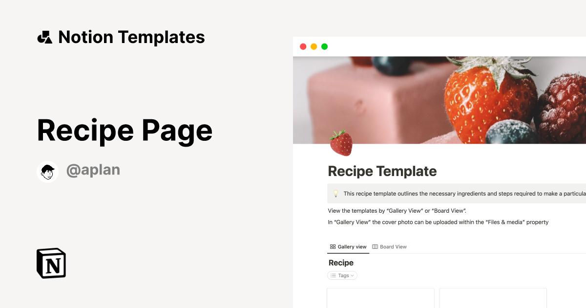 Recipe Page Notion Template