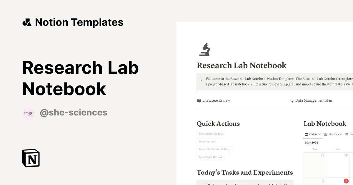 Research Lab Notebook Notion Template