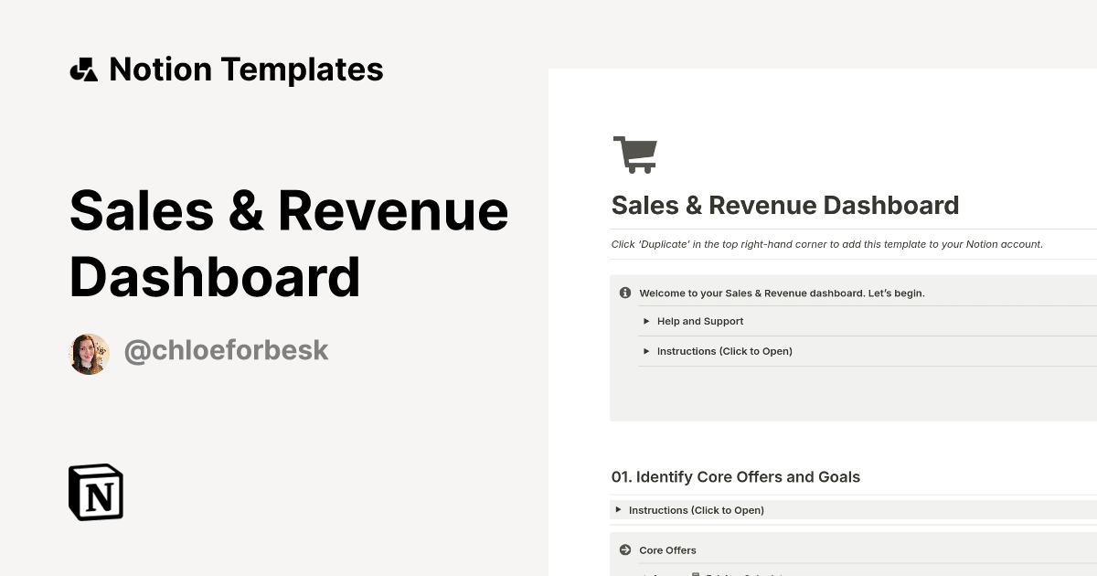 Sales & Revenue Dashboard Notion Template