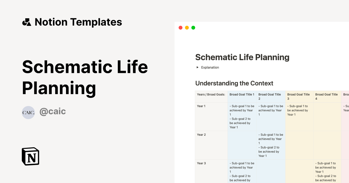Schematic Life Planning Notion Template