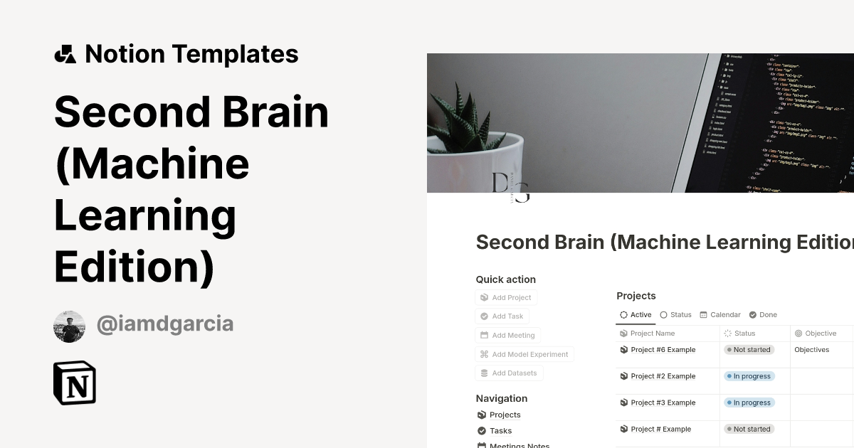 Second Brain (Machine Learning Edition) Notion Template