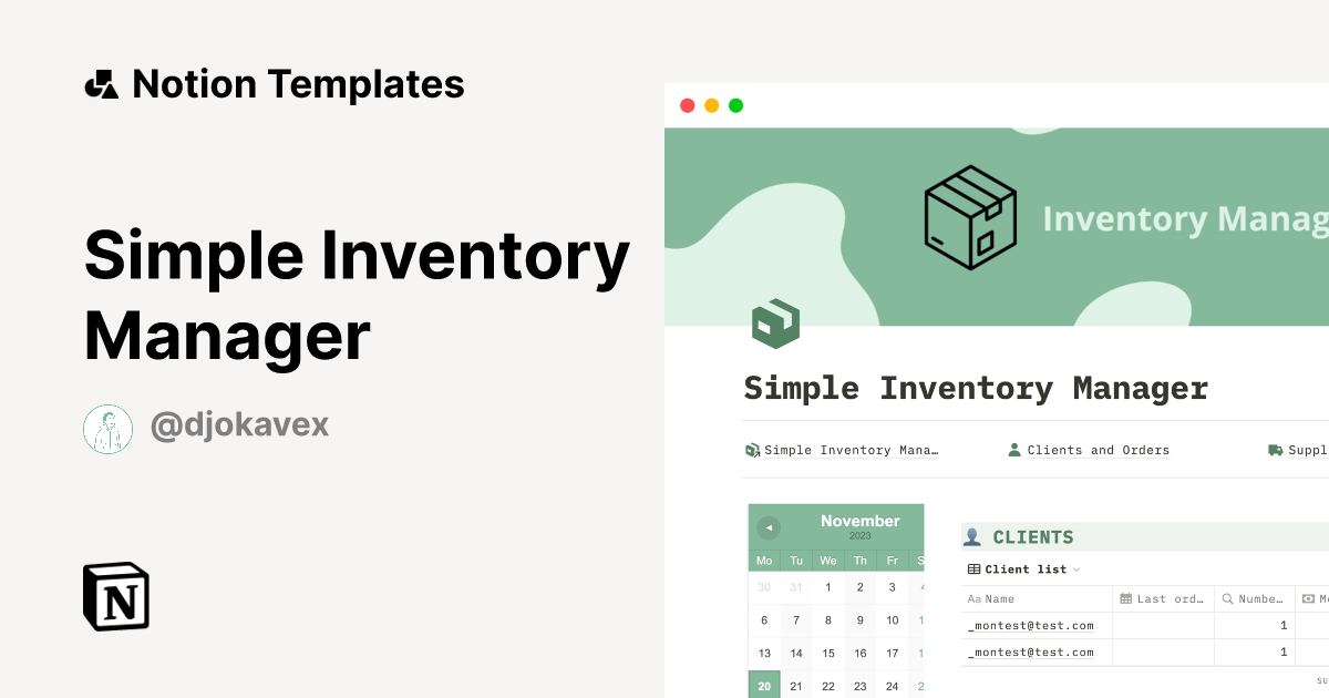 Simple Inventory Manager Notion Template