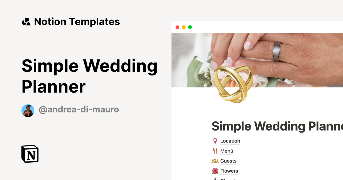 Simple Wedding Planner Notion Template