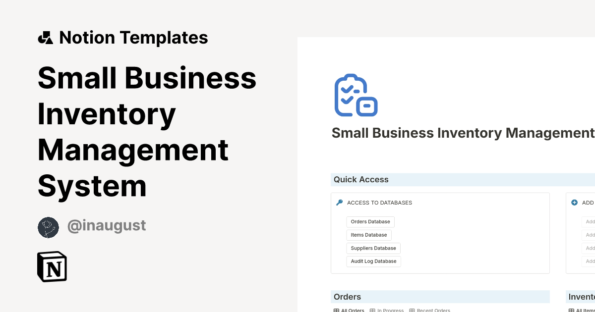 Small Business Inventory Management System Template | Notion Marketplace