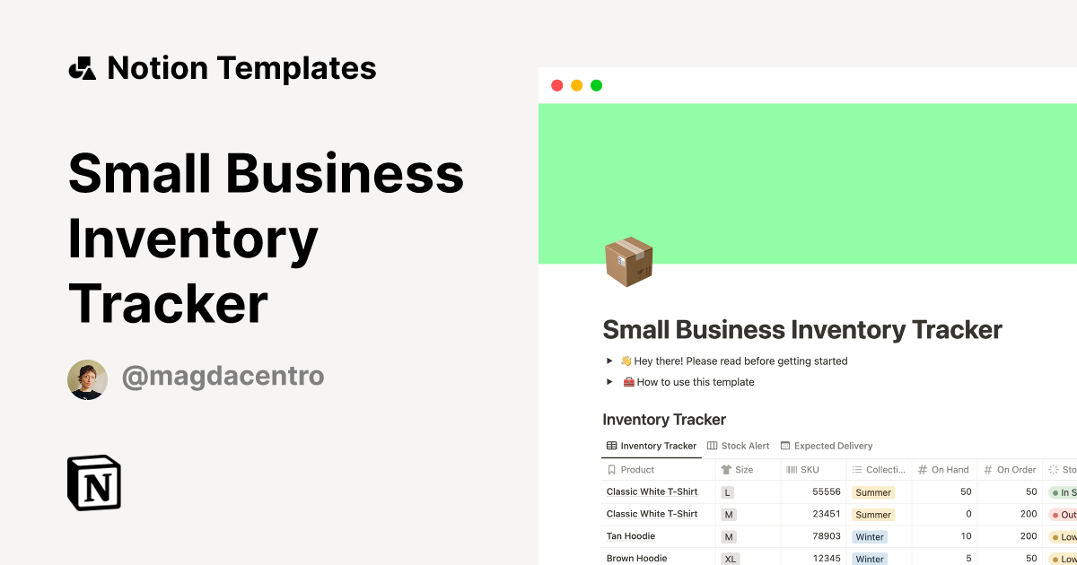 Small Business Inventory Tracker Notion Template