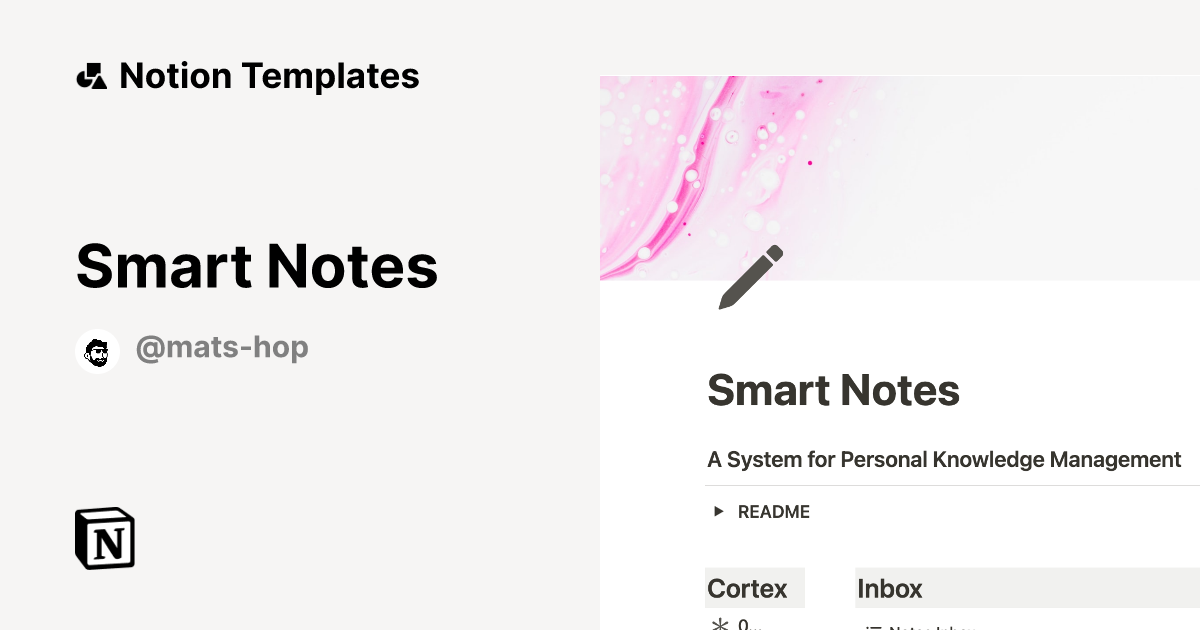 Smart Notes by Mats Hop Notion Template