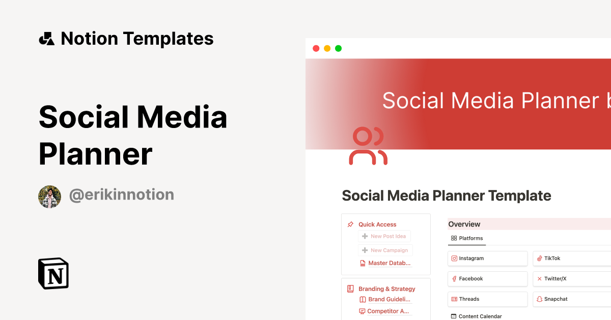 Social Media Planner Notion Template