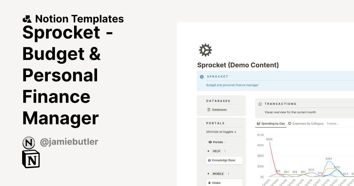 Sprocket Budget & Personal Finance Manager by Jamie Butler Notion