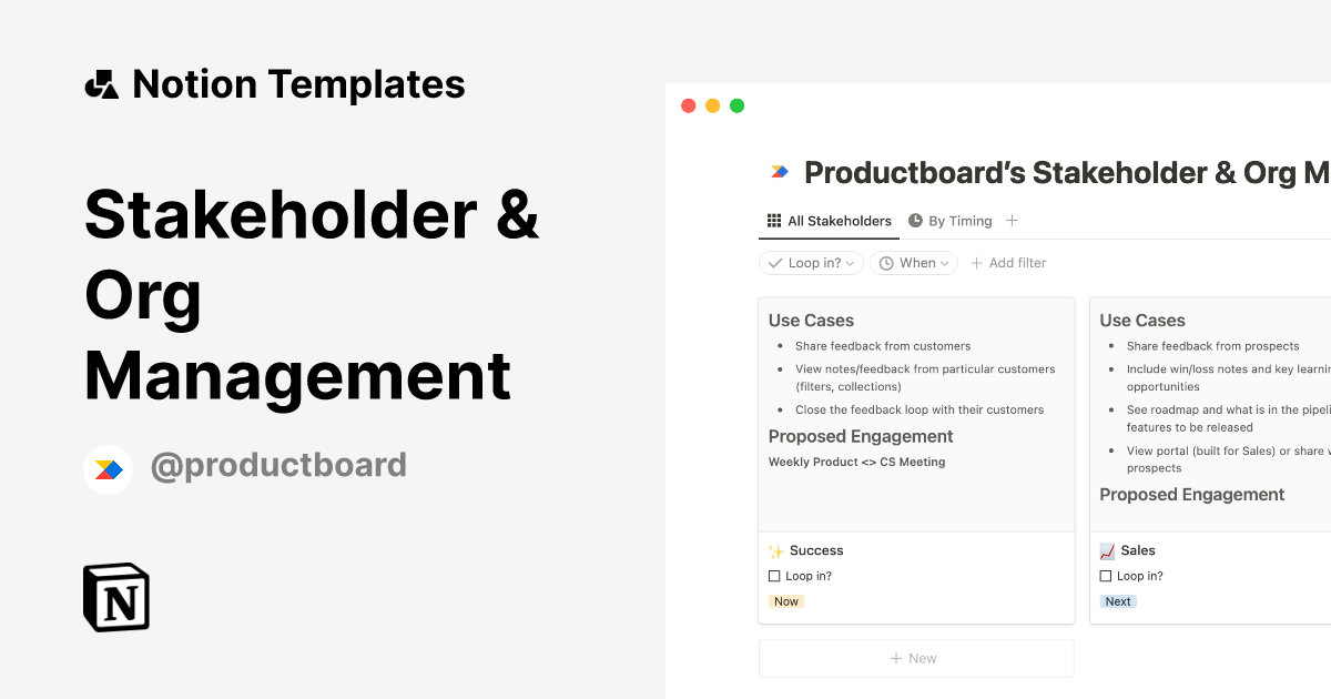 Stakeholder & Org Management by Productboard Notion Template