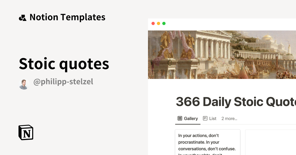 Stoic quotes Notion Template