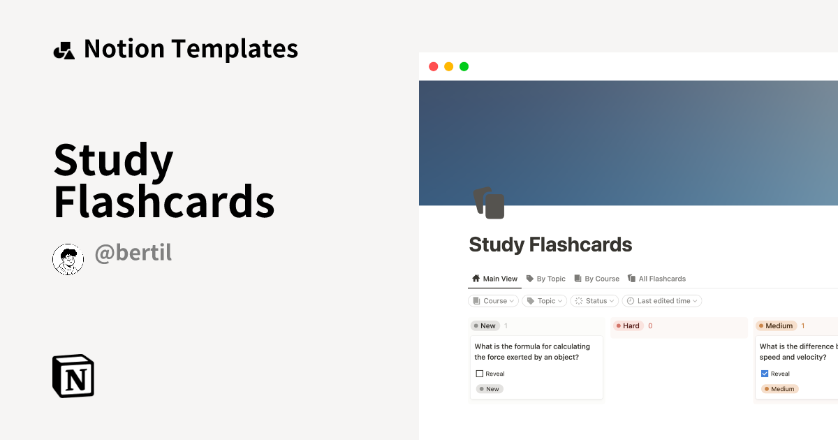 Study Flashcards Notion Template