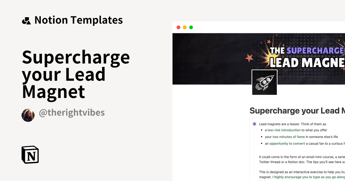 Supercharge your Lead by Ruth Notion Template