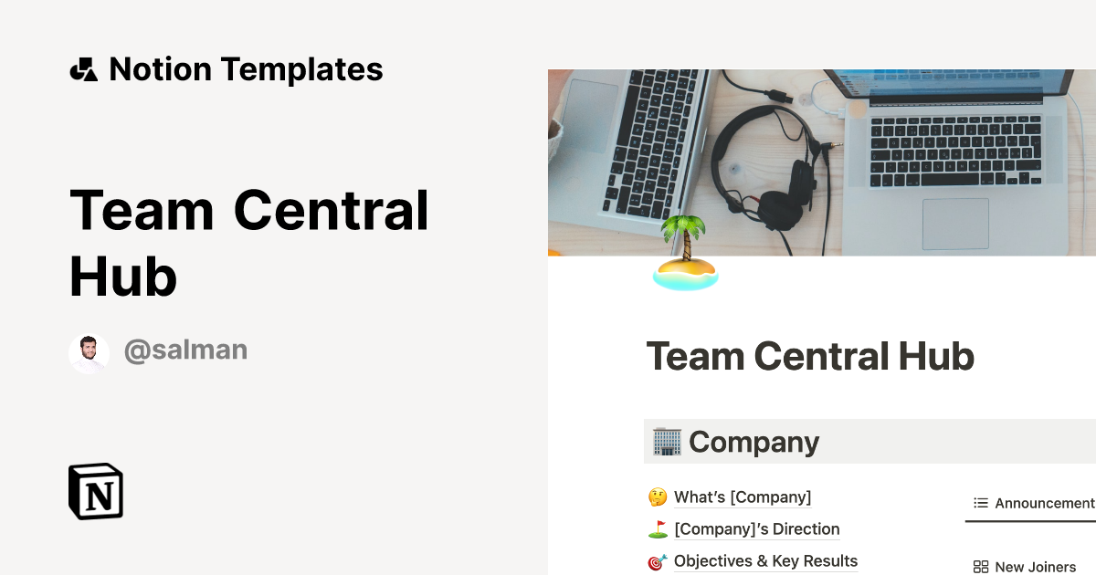 Team Central Hub Notion Template