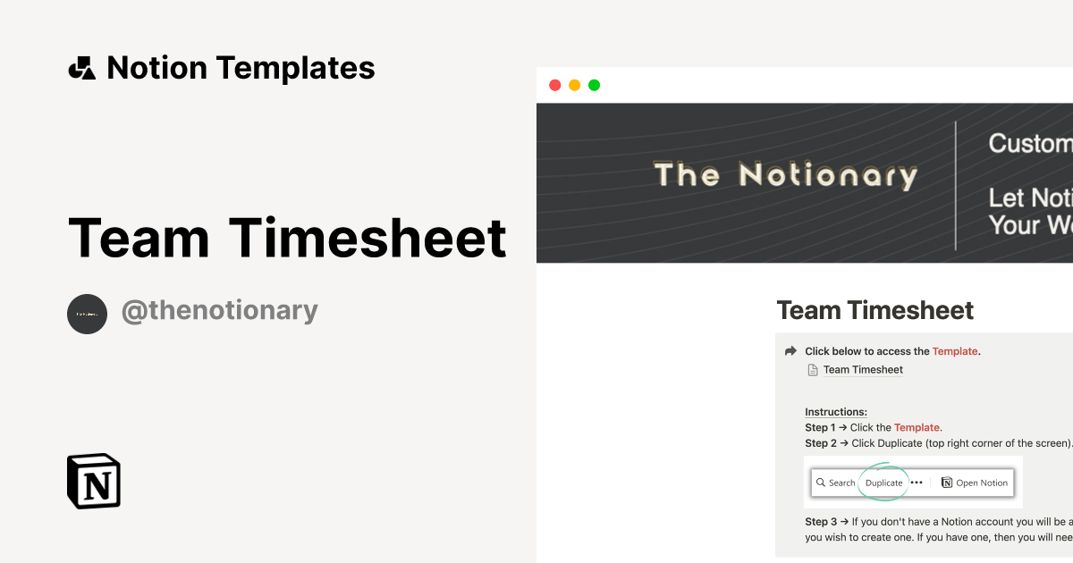 Team Timesheet Notion Template