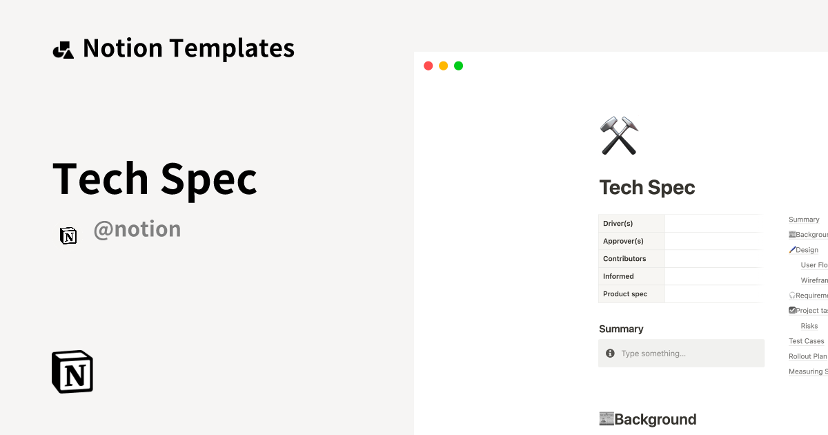 Tech Spec 2024 Notion Template