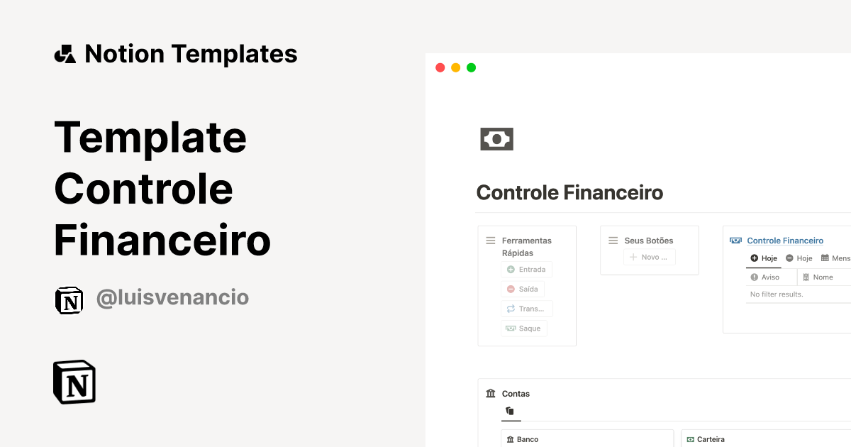 Template Controle Financeiro Notion Template