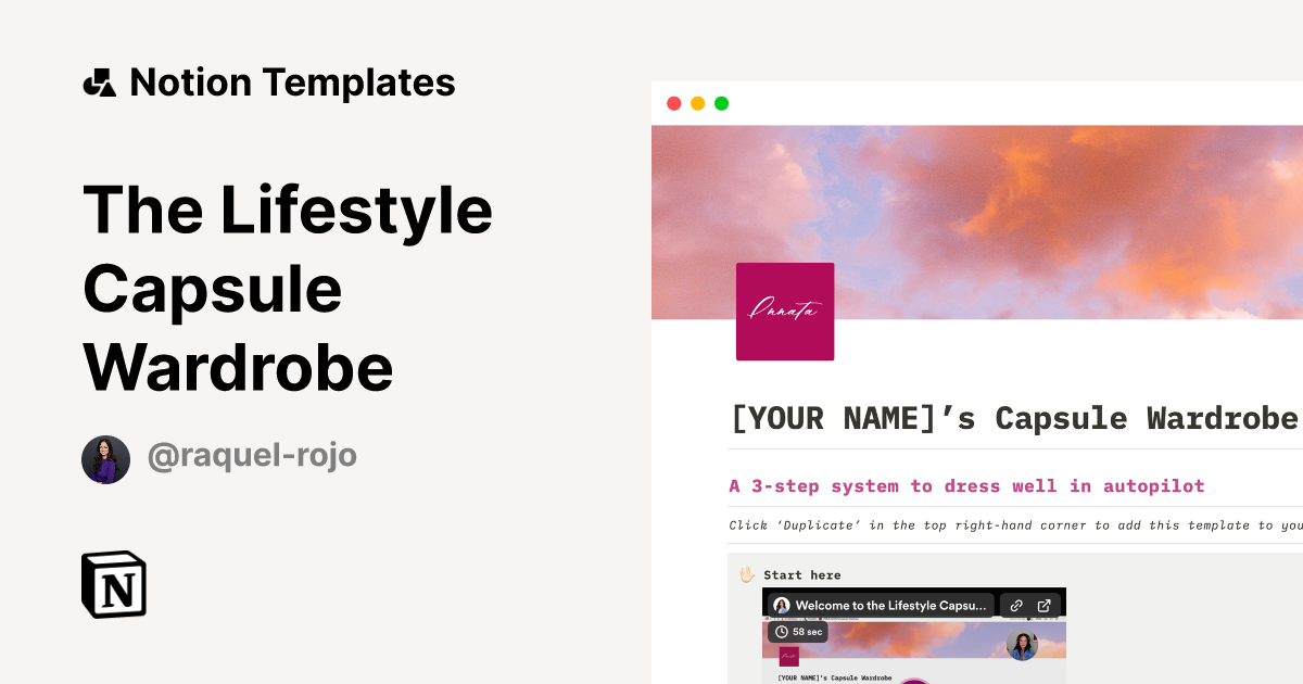 The Lifestyle Capsule Wardrobe Notion Template