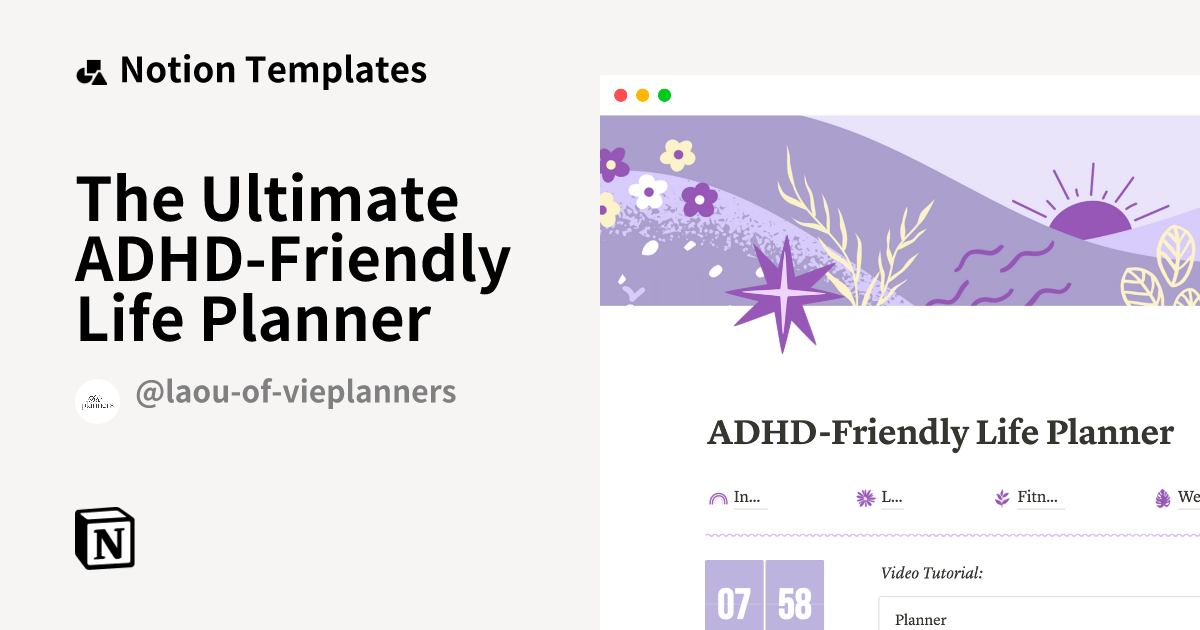 The Ultimate ADHD-Friendly Life Planner | Notion Template